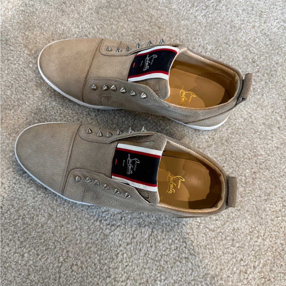 Christian Louboutin Beige Studded Loafers